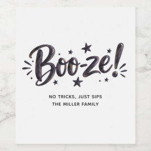 Étiquette Pour Bouteilles De Vin Boo-ze drôle   Typographie de boissons alcoolisées