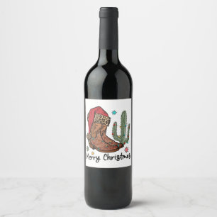 Étiquette Pour Bouteilles De Vin Boots de l'Ouest Père Noël Joyeux Noël Bottes Noël