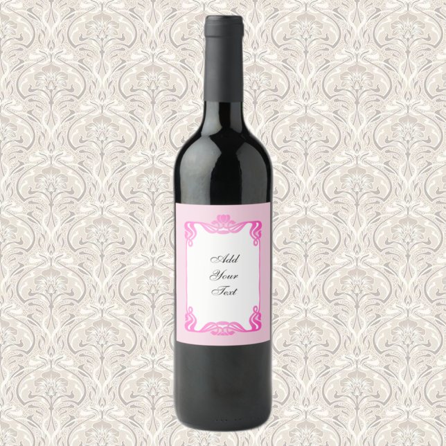 Étiquette Pour Bouteilles De Vin Bordure Art Nouveau rose (Créateur téléchargé)