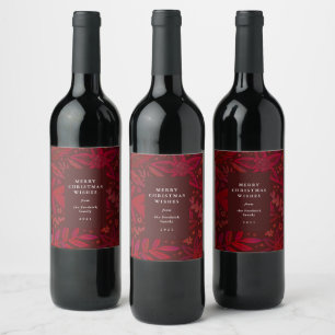 Étiquette Pour Bouteilles De Vin Botaniques Rouges Artistiques Personnalisées