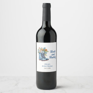 Étiquette Pour Bouteilles De Vin Bottes bleues et pétillant Shower Mariage Occident