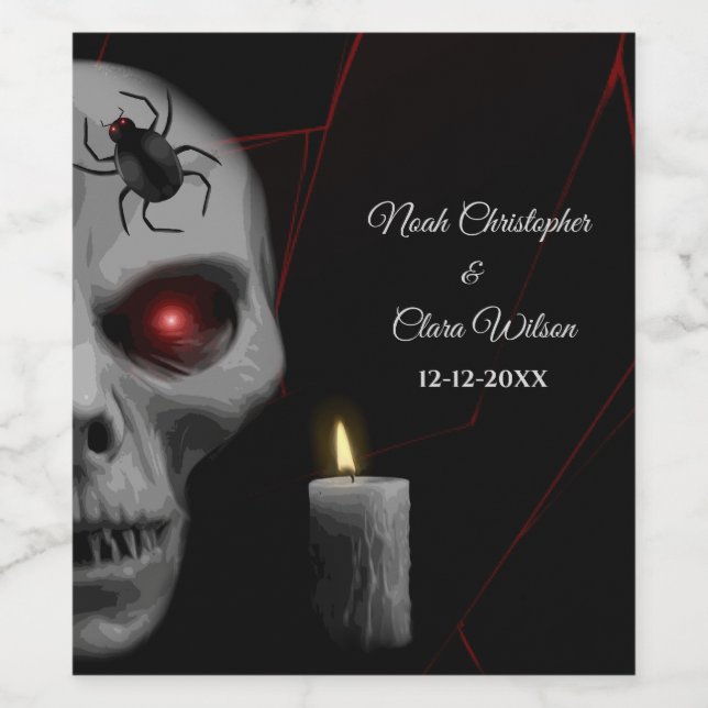 Étiquette Pour Bouteilles De Vin Bougie d'araignée gothique - Halloween Moody foncé (Étiquettes simples)