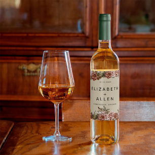 Étiquette Pour Bouteilles De Vin Bouho Neutre Cottagecore Mariage Floral