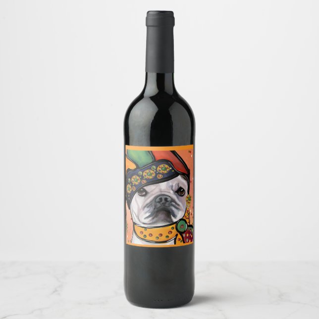 Étiquette Pour Bouteilles De Vin Bouledogue       (Devant)