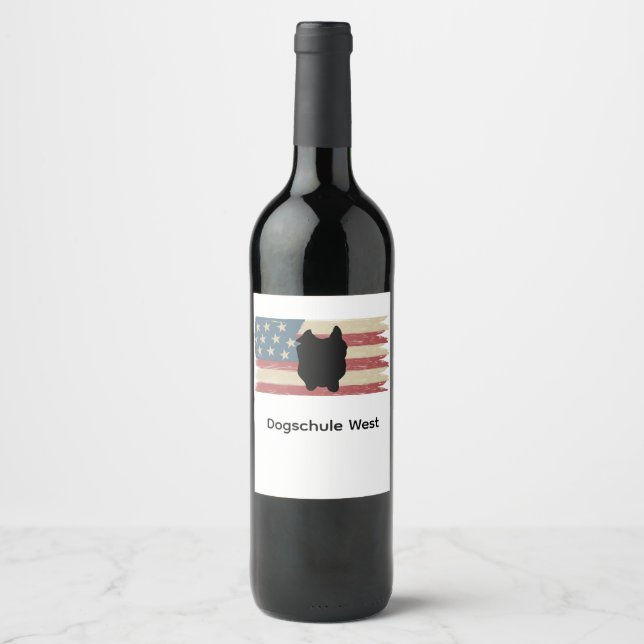 Étiquette Pour Bouteilles De Vin Bouledogue sur drapeau américain (Devant)