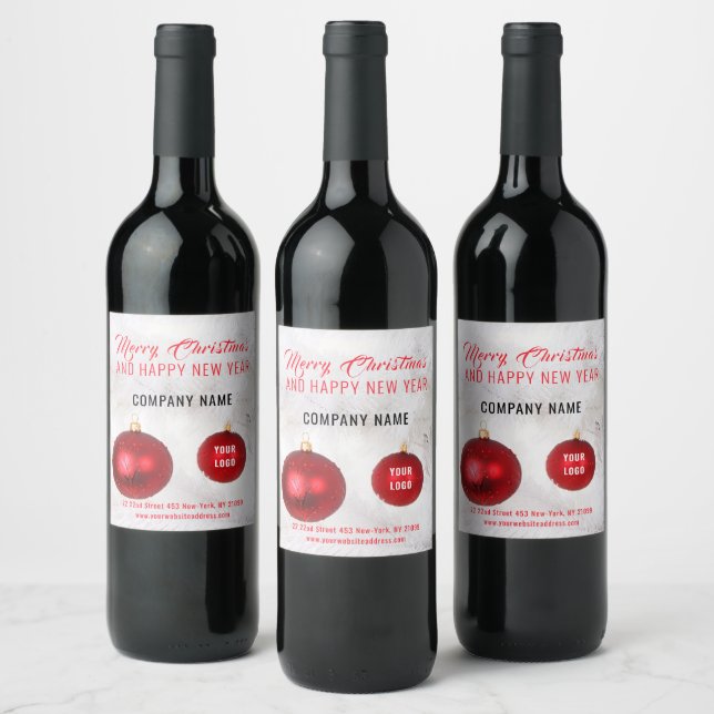 Étiquette Pour Bouteilles De Vin Boules de Noël rouges (Bouteilles)