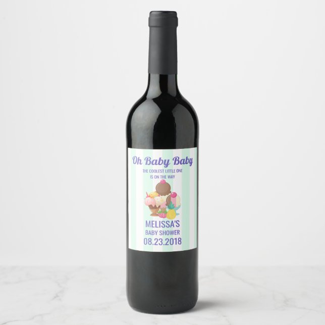 Étiquette Pour Bouteilles De Vin Boulettes de crème glacée avec Baby shower d'arros (Devant)
