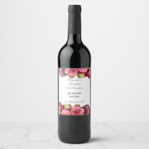 Étiquette Pour Bouteilles De Vin Bouquet de mariage floral rose rose