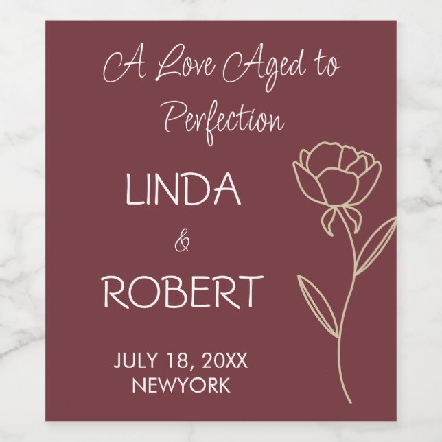 Étiquette Pour Bouteilles De Vin Bourgogne Élégant Étiquette de vin de mariage (Étiquettes simples)