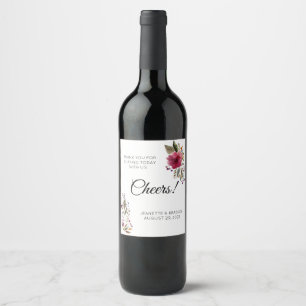 Étiquette Pour Bouteilles De Vin Bourgogne Floral salue Merci Mariage