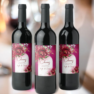 Étiquette Pour Bouteilles De Vin Bourgogne mariage marron fleurs arche moderne