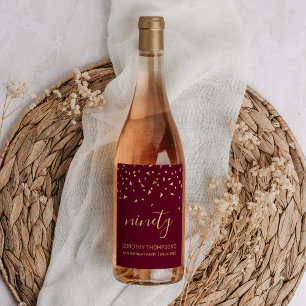Étiquette Pour Bouteilles De Vin Bourgogne Triangle doré Confettis 90e Anniversaire