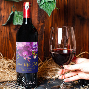 Étiquette Pour Bouteilles De Vin Bourgogne violet rouge or floral Enregistrer la da