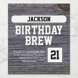 Étiquette Pour Bouteilles De Vin Bouteille de bière Rustic Gray 21st Brew Joyeux An