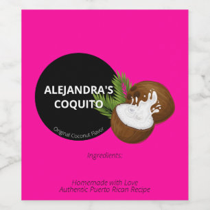 Étiquette Pour Bouteilles De Vin Bouteille de Coquito Moderne Audacieux Rose Chaud 