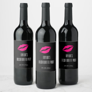 Étiquette Pour Bouteilles De Vin Bouteille de fête de Bachelorette Elegant Pink Kis