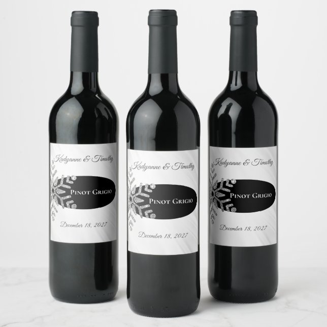 Étiquette Pour Bouteilles De Vin Bouteille de vin Mariage de Snowflake Diamond (Bouteilles)