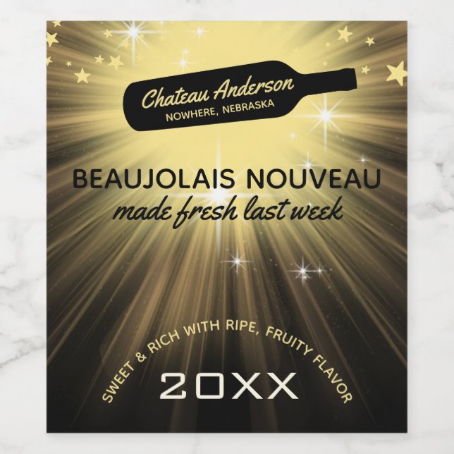 Étiquette Pour Bouteilles De Vin Bouteille de vin or explosion personnalisée fait m (Étiquettes simples)
