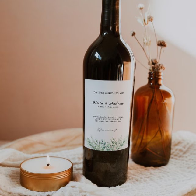 Étiquette Pour Bouteilles De Vin Bouteille de vin verdoyante étiquette Modèle (Greenery wine bottle label Template)