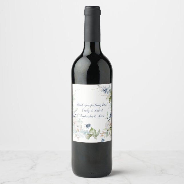 Étiquette Pour Bouteilles De Vin Bouteille de vin vert bleu bleu foncé (Devant)