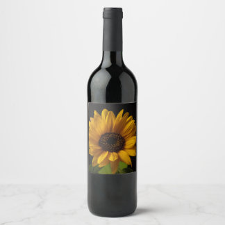 Étiquette Pour Bouteilles De Vin Bouteille en fleurs de tournesol