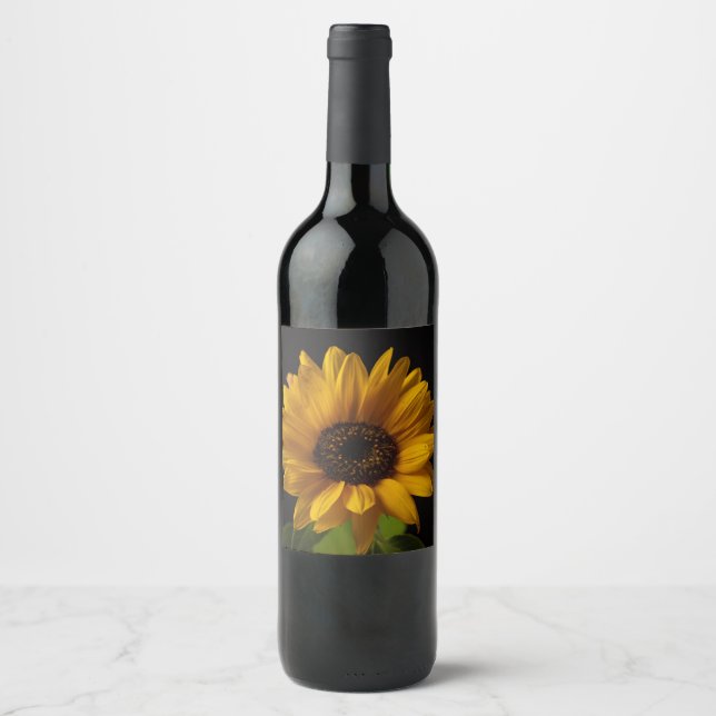 Étiquette Pour Bouteilles De Vin Bouteille en fleurs de tournesol (Devant)