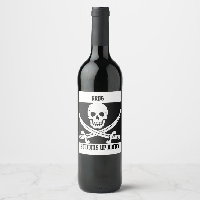 ÉTIQUETTE POUR BOUTEILLES DE VIN BOUTEILLE PIRATE GROG