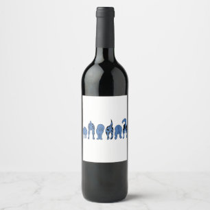 Étiquette Pour Bouteilles De Vin Boutons de chien bleu
