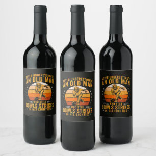 Étiquette Pour Bouteilles De Vin Bowling Papy 80e Anniversaire
