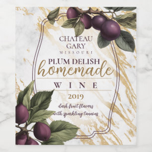 Étiquette Pour Bouteilles De Vin Branche de prune personnalisée botanique vintage