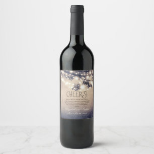 Étiquette Pour Bouteilles De Vin Branches d'arbre éclaire Rustique