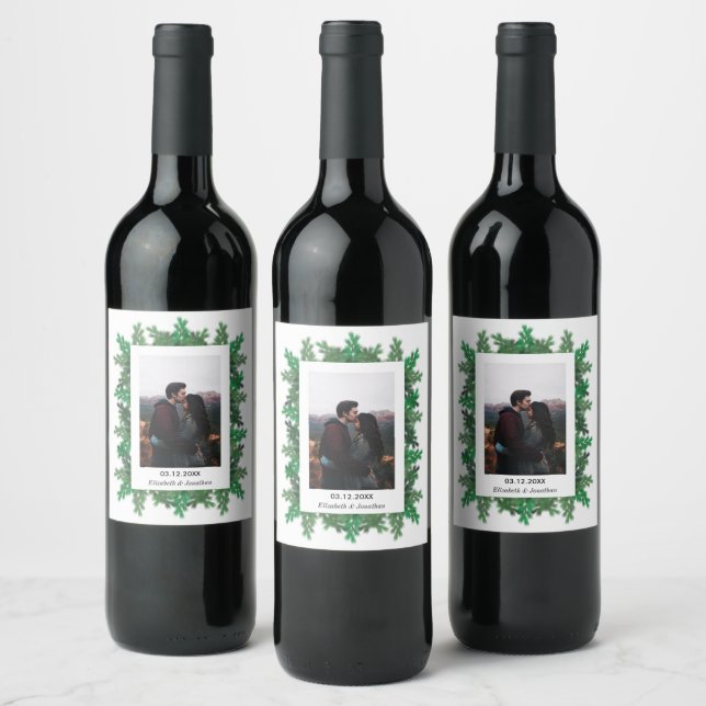 Étiquette Pour Bouteilles De Vin Branches de l'arbre d'hiver Mariage photo (Bouteilles)