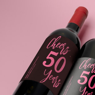 Étiquette Pour Bouteilles De Vin Bravo à 50 ans de typographie noire rose