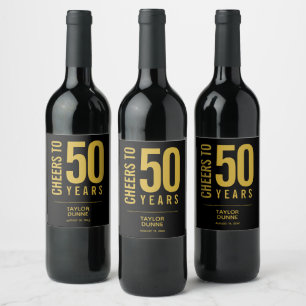 Étiquette Pour Bouteilles De Vin Bravo à 50 ans Noir et Or