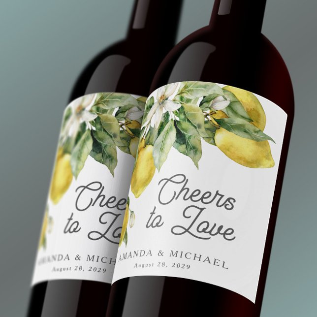Étiquette Pour Bouteilles De Vin Bravo à aimer Rustique Boho Lemons Mariage (Créateur téléchargé)