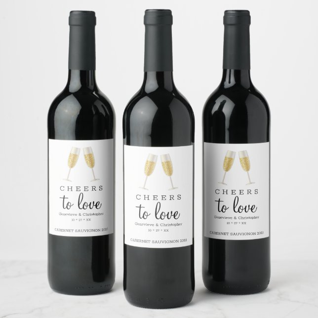 Étiquette Pour Bouteilles De Vin Bravo à l'amour Mariage de toast de vin mousseux (Bouteilles)