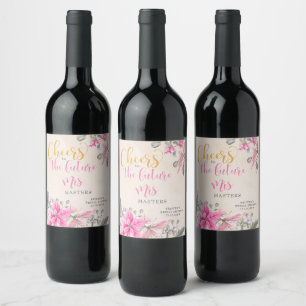 Étiquette Pour Bouteilles De Vin Bravo à l'avenir Mme.   Fête des mariées florale h