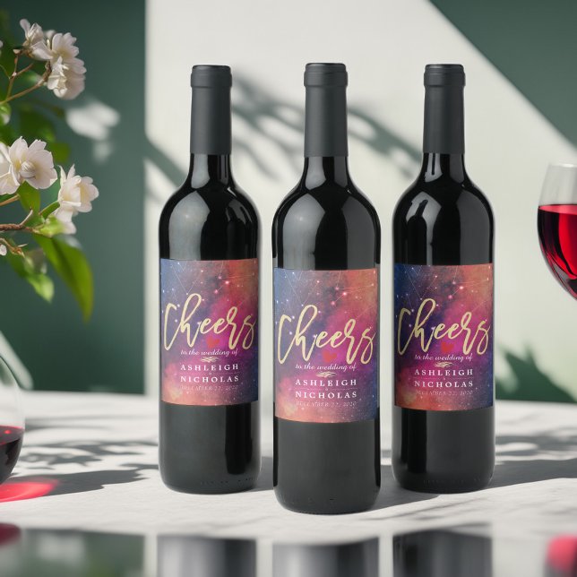 Étiquette Pour Bouteilles De Vin Bravo Aux Constellations De Nebula Galaxy Mariage (Créateur téléchargé)