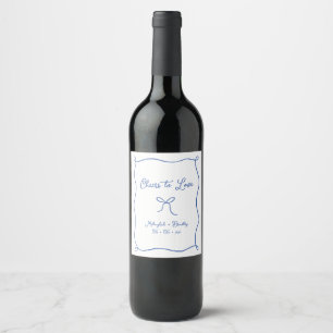 Étiquette Pour Bouteilles De Vin Bravo pour aimer main tiré fond bleu français