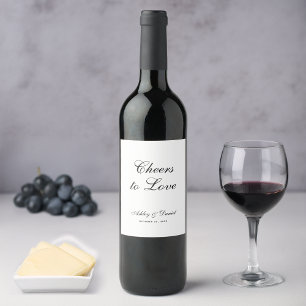 Étiquette Pour Bouteilles De Vin Bravo pour aimer Simple Script Mariage noir et bla