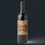 Étiquette Pour Bouteilles De Vin Bride White Typography, White Lace & Brown Wood<br><div class="desc">Here is one just for Bride with brown wood texture background and white lace and white typography- Bride- elegant script font design.</div>