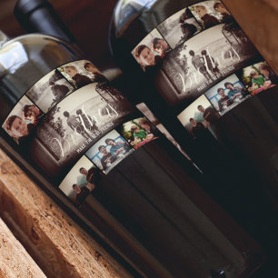 Étiquette Pour Bouteilles De Vin Brother moderne Meilleurs amis Dark Photo Collage