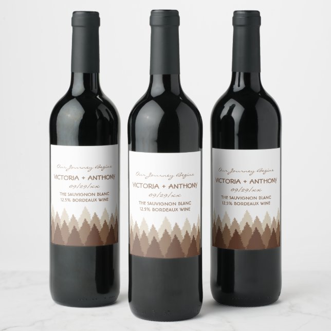 Étiquette Pour Bouteilles De Vin Brown Forest Range Mariage (Bouteilles)