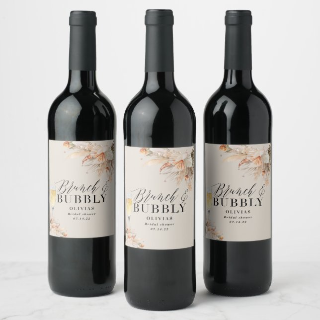 Étiquette Pour Bouteilles De Vin brunch et pétillant Réception de mariage herbe de  (Bouteilles)