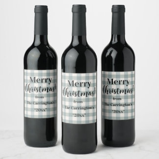 Étiquette Pour Bouteilles De Vin Buffalo Plaid Country Farmhouse Joyeux Noël
