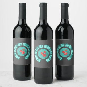 Étiquette Pour Bouteilles De Vin Bunco fait mon monde aller autour de Neon