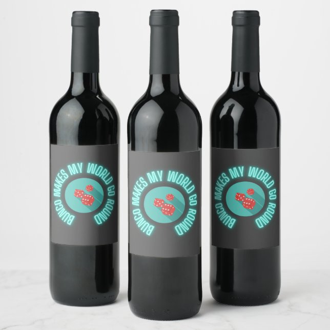 Étiquette Pour Bouteilles De Vin Bunco fait mon monde aller autour de Neon (Bouteilles)