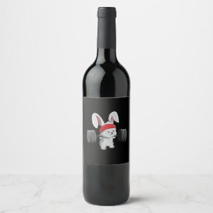 Étiquette Pour Bouteilles De Vin Bunny Gym Rabbit Ness Weighlifting Funny Art