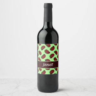 Étiquette Pour Bouteilles De Vin Bureaux rouges sur vert