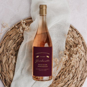 Étiquette Pour Bouteilles De Vin Burgundy 2024 Casquette de script d'or